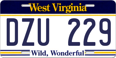 WV license plate DZU229