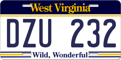 WV license plate DZU232