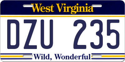 WV license plate DZU235