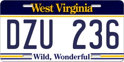 WV license plate DZU236