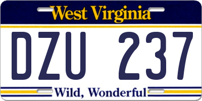 WV license plate DZU237