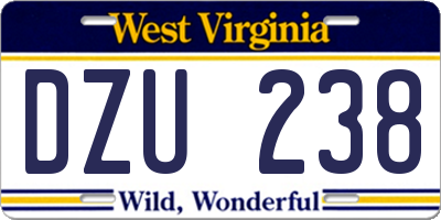 WV license plate DZU238