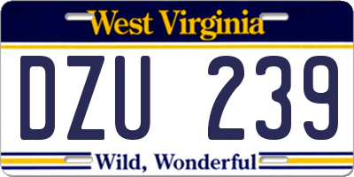 WV license plate DZU239