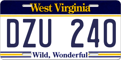 WV license plate DZU240