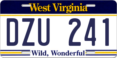 WV license plate DZU241