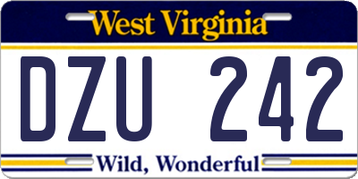 WV license plate DZU242