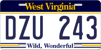 WV license plate DZU243