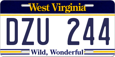 WV license plate DZU244