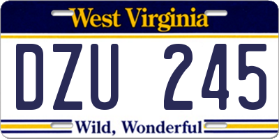 WV license plate DZU245