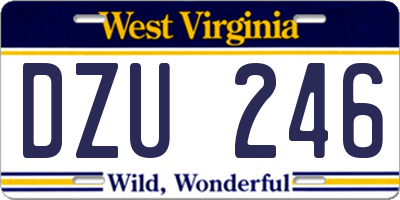 WV license plate DZU246