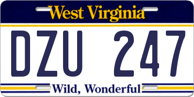 WV license plate DZU247