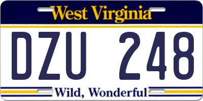 WV license plate DZU248
