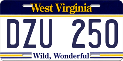 WV license plate DZU250