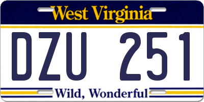 WV license plate DZU251