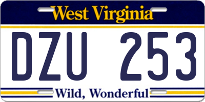 WV license plate DZU253