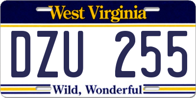 WV license plate DZU255