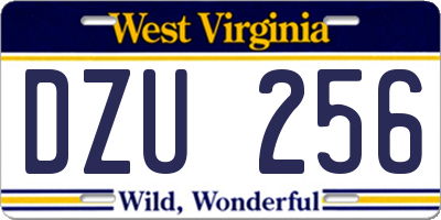 WV license plate DZU256