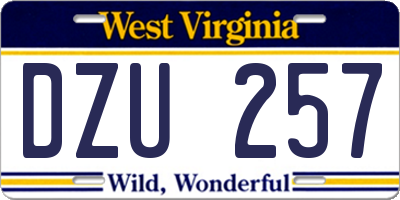 WV license plate DZU257