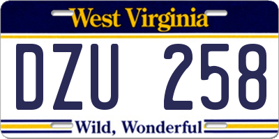 WV license plate DZU258