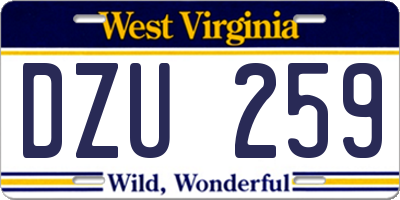 WV license plate DZU259