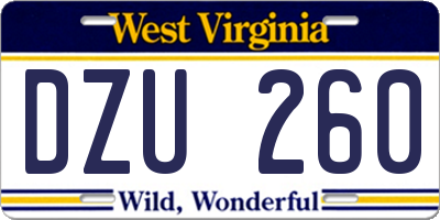 WV license plate DZU260