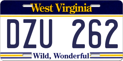 WV license plate DZU262