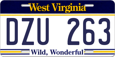 WV license plate DZU263