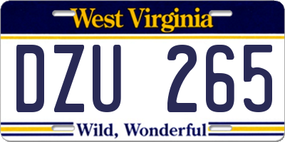 WV license plate DZU265