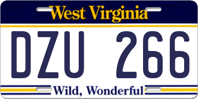 WV license plate DZU266