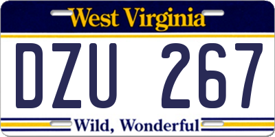 WV license plate DZU267