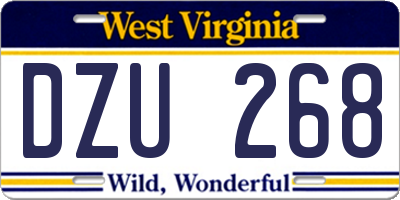 WV license plate DZU268