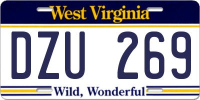 WV license plate DZU269