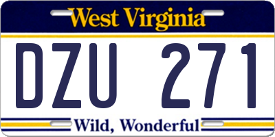 WV license plate DZU271