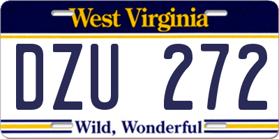 WV license plate DZU272