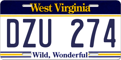 WV license plate DZU274