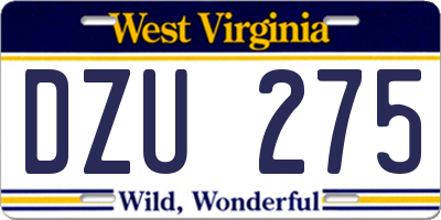 WV license plate DZU275