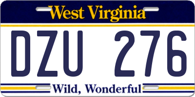 WV license plate DZU276