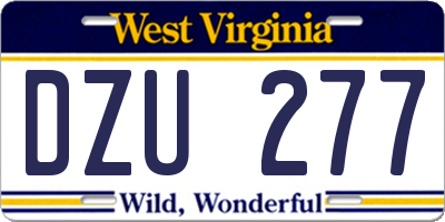 WV license plate DZU277