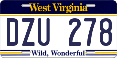 WV license plate DZU278