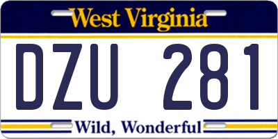 WV license plate DZU281