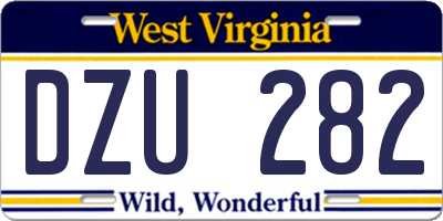 WV license plate DZU282