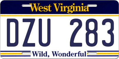 WV license plate DZU283