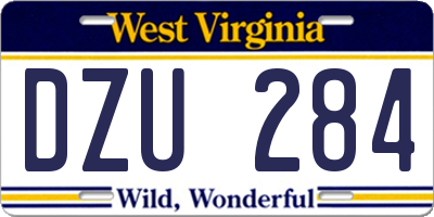 WV license plate DZU284