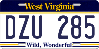 WV license plate DZU285