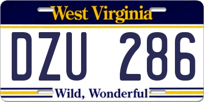 WV license plate DZU286