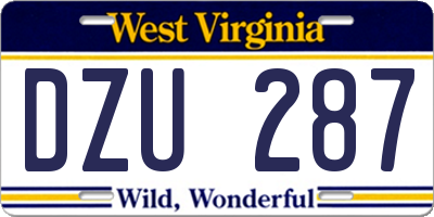 WV license plate DZU287