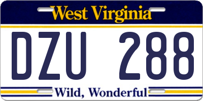 WV license plate DZU288