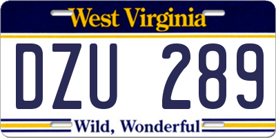 WV license plate DZU289