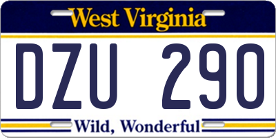 WV license plate DZU290