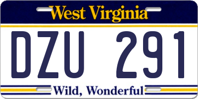 WV license plate DZU291